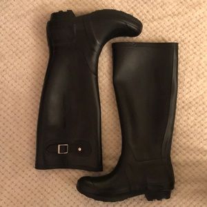 Tall black rain boots